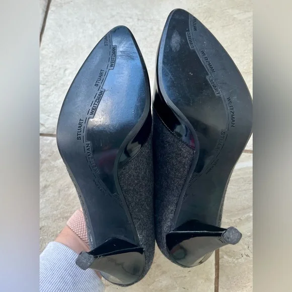 Stuart Weitzman Black and Gray Heels sz 7. Patent leather & wool. Made in Spain - Picture 8 of 12